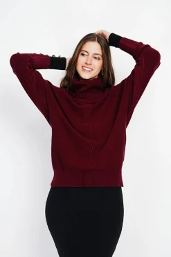 Assuili Sweats|Pull col boule bordeaux
