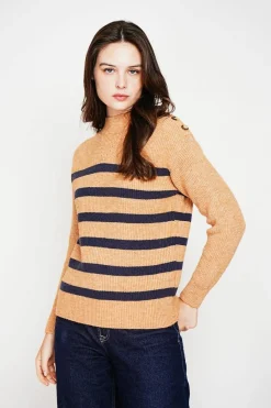 C&Jo Pulls|Pull col montant ajouré nougat