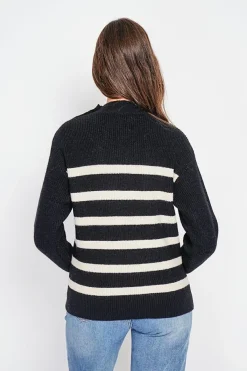 C&Jo Sweats|Pull col montant ajouré noir