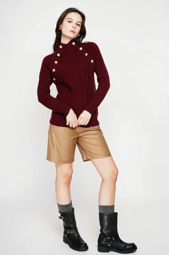 C&Jo Sweats|Pull col montant bordeaux