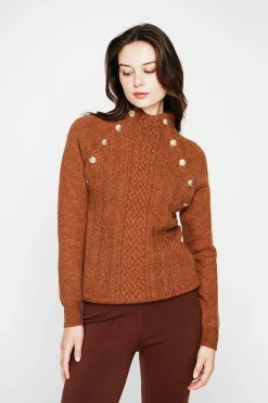 C&Jo Pulls|Pull col montant marron