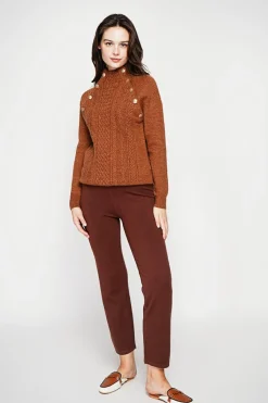 C&Jo Pulls|Pull col montant marron