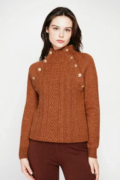 C&Jo Pulls|Pull col montant marron