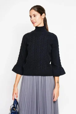 Assuili Sweats|Pull col montant torsadé noir