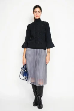 Assuili Sweats|Pull col montant torsadé noir