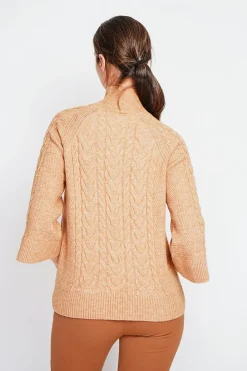 Assuili Sweats|Pull col montant torsadé nougat