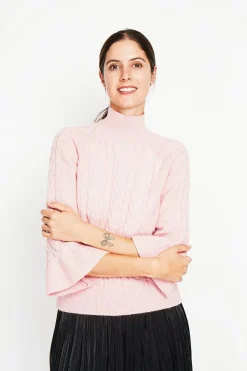 Assuili Sweats|Pull col montant torsadé poudre