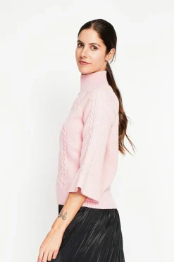 Assuili Sweats|Pull col montant torsadé poudre