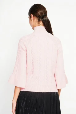 Assuili Sweats|Pull col montant torsadé poudre