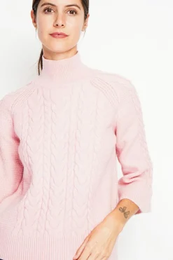 Assuili Sweats|Pull col montant torsadé poudre