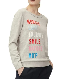 Marc O'Polo Pulls|Pull col rond fin écriture gris