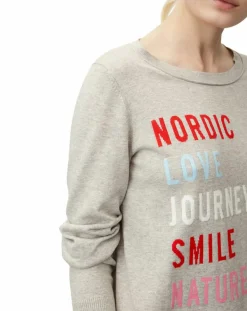 Marc O'Polo Pulls|Pull col rond fin écriture gris