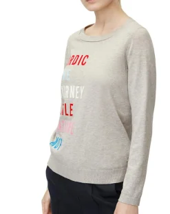 Marc O'Polo Pulls|Pull col rond fin écriture gris