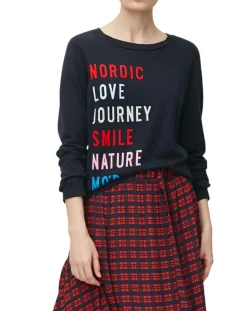 Marc O'Polo Pulls|Pull col rond fin écriture bleu marine