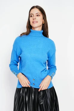 Assuili Sweats|Pull col roulé azur