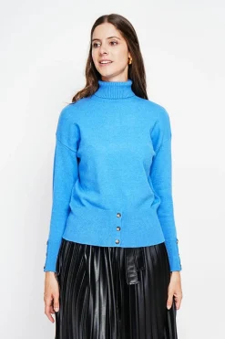 Assuili Sweats|Pull col roulé azur