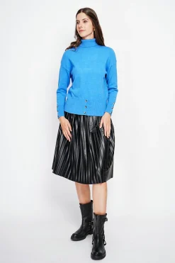 Assuili Sweats|Pull col roulé azur