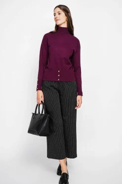 Assuili Sweats|Pull col roulé bordeaux