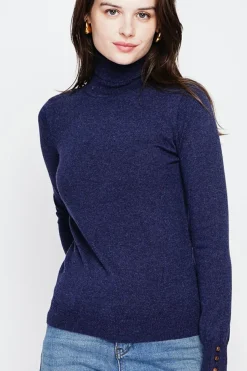 C&Jo Pulls|Pull col roulé classique bleu nuit