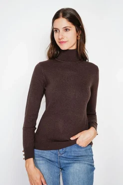 C&Jo Pulls|Pull col roulé classique café