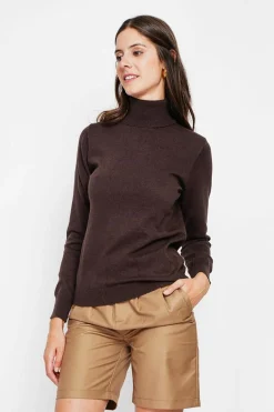 Assuili Sweats|Pull col roulé classique café