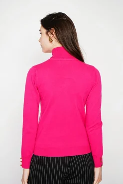 C&Jo Pulls|Pull col roulé classique fushia