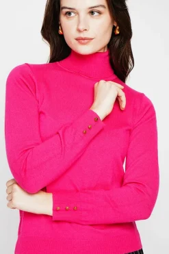 C&Jo Pulls|Pull col roulé classique fushia