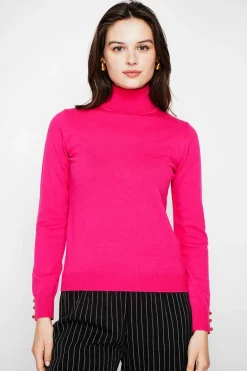 C&Jo Pulls|Pull col roulé classique fushia