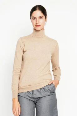 Assuili Pulls|Pull col roulé classique nougat