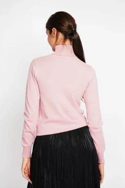 Assuili Pulls|Pull col roulé classique rose poudre