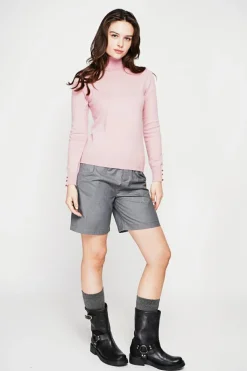 C&Jo Sweats|Pull col roulé classique rose poudre