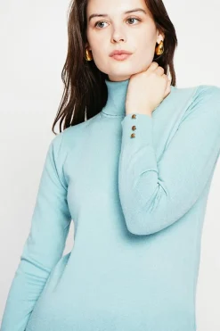 C&Jo Pulls|Pull col roulé classique turquoise