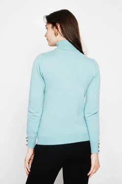 C&Jo Pulls|Pull col roulé classique turquoise