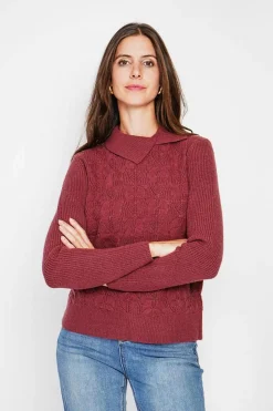 C&Jo Sweats|Pull col roulé croisé bordeaux