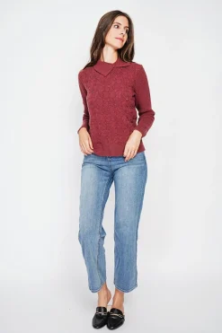 C&Jo Sweats|Pull col roulé croisé bordeaux