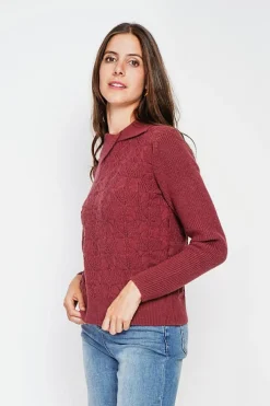 C&Jo Sweats|Pull col roulé croisé bordeaux