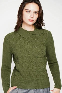 C&Jo Pulls|Pull col roulé croisé kaki