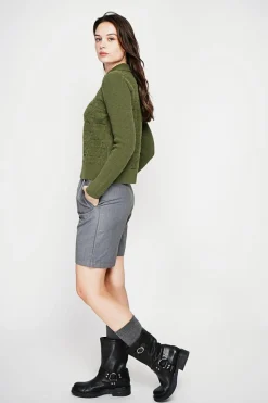 C&Jo Pulls|Pull col roulé croisé kaki