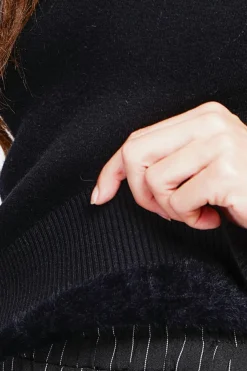 Assuili Sweats|Pull col roulé fourré noir