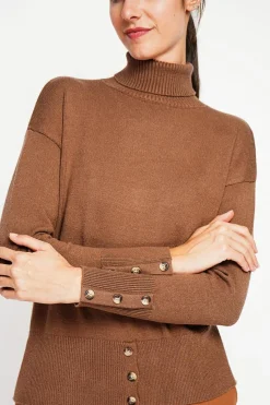 Assuili Sweats|Pull col roulé marron