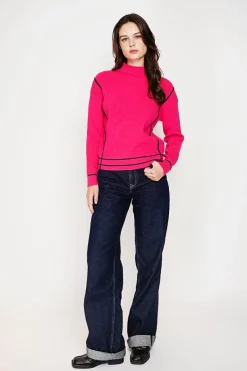 C&Jo Sweats|Pull col roulé montant fushia