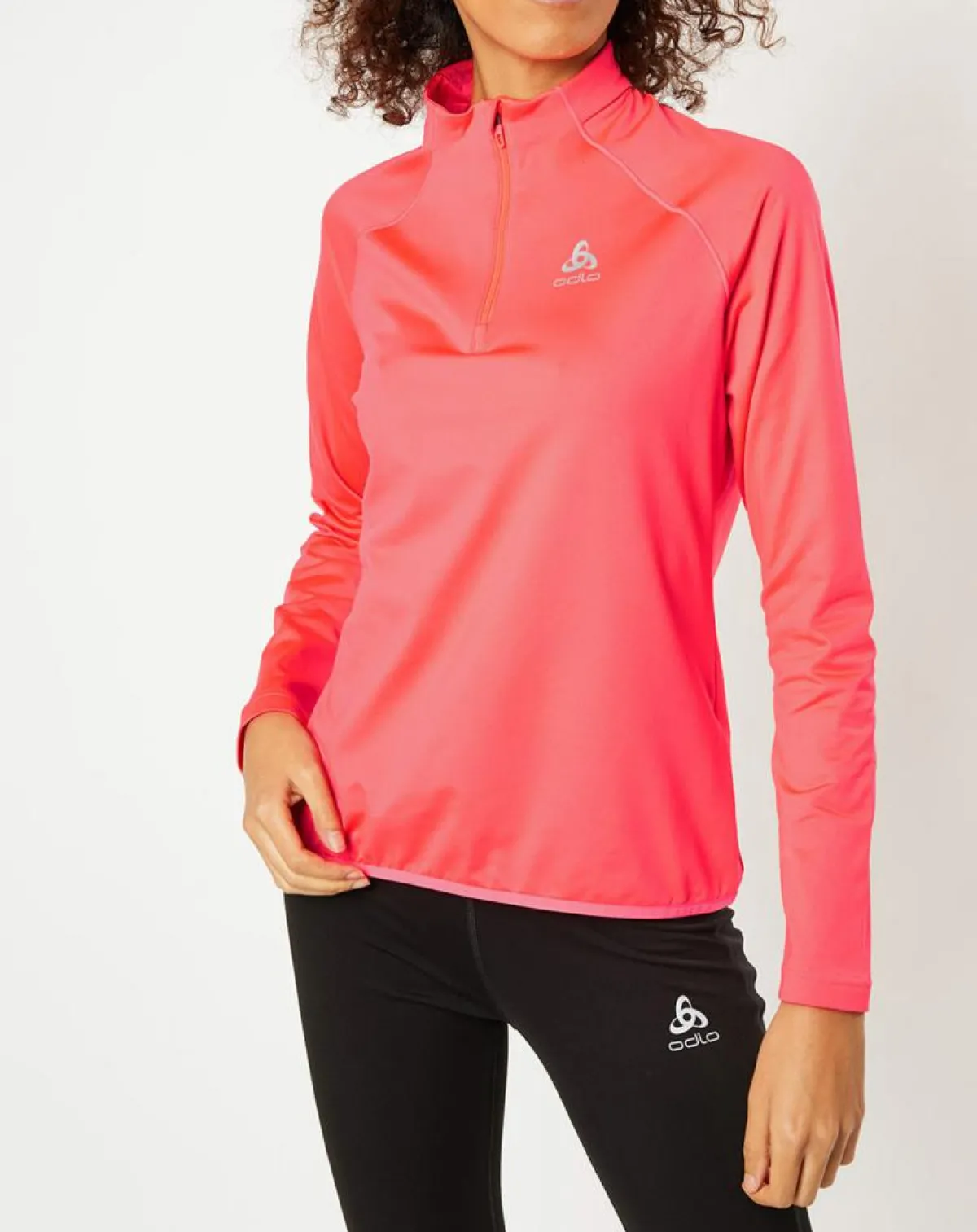 Odlo Pulls|Pull col zippé Berra rose fluo