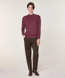 Rodier Pulls|Pull Colette 100% laine col montant cotelé violet prune