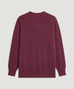 Rodier Pulls|Pull Colette 100% laine col montant cotelé violet prune