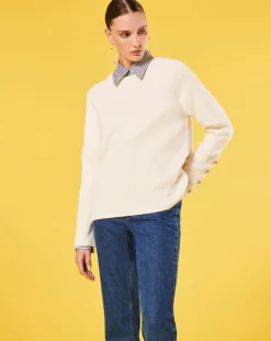 Tara Jarmon Pulls|Pull écru en laine et coton ecru
