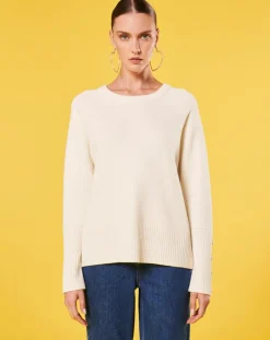 Tara Jarmon Pulls|Pull écru en laine et coton ecru