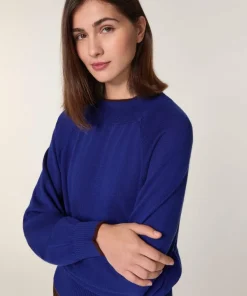 Rodier Pulls|Pull Déborah 100% laine col bicolore bleu océan