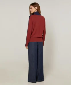 Rodier Pulls|Pull Delphine 100% Laine mélangée bleu denim