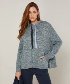 Rodier Pulls|Pull Domitille à capuche chiné bleu