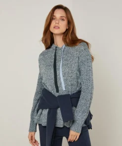 Rodier Pulls|Pull Domitille à capuche chiné bleu